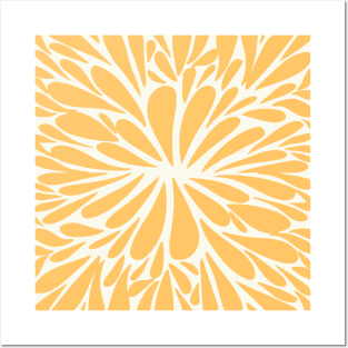 Retro abstract floral burst - summer yellow Posters and Art